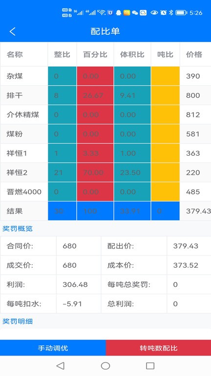 好云配煤软件