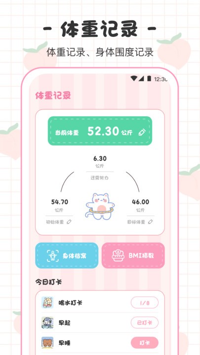 BMI体重日记本界面展示